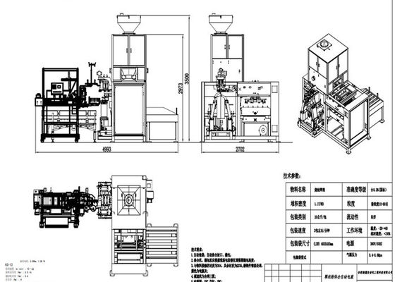 Impacchettatrice in serie chimica di funzione della borsa 50Kg di industria 14kw multi